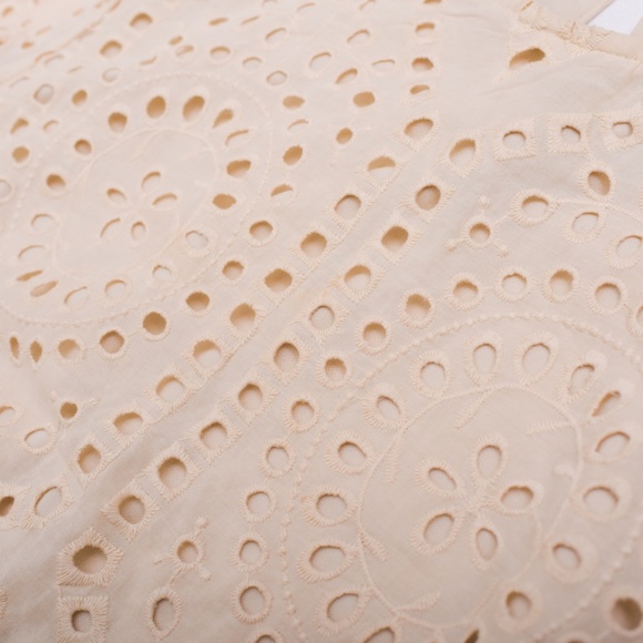 Feminine Eyelet Puff Sleeves Blouse Cute Girly Coquette Cream Medium - Picture 5 of 14